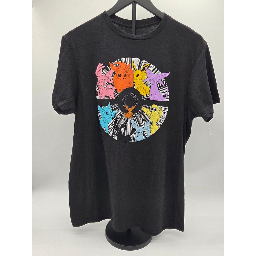 Pokémon Eeveelutions Graphic T-Shirt Black Hybrid Apparel Size M